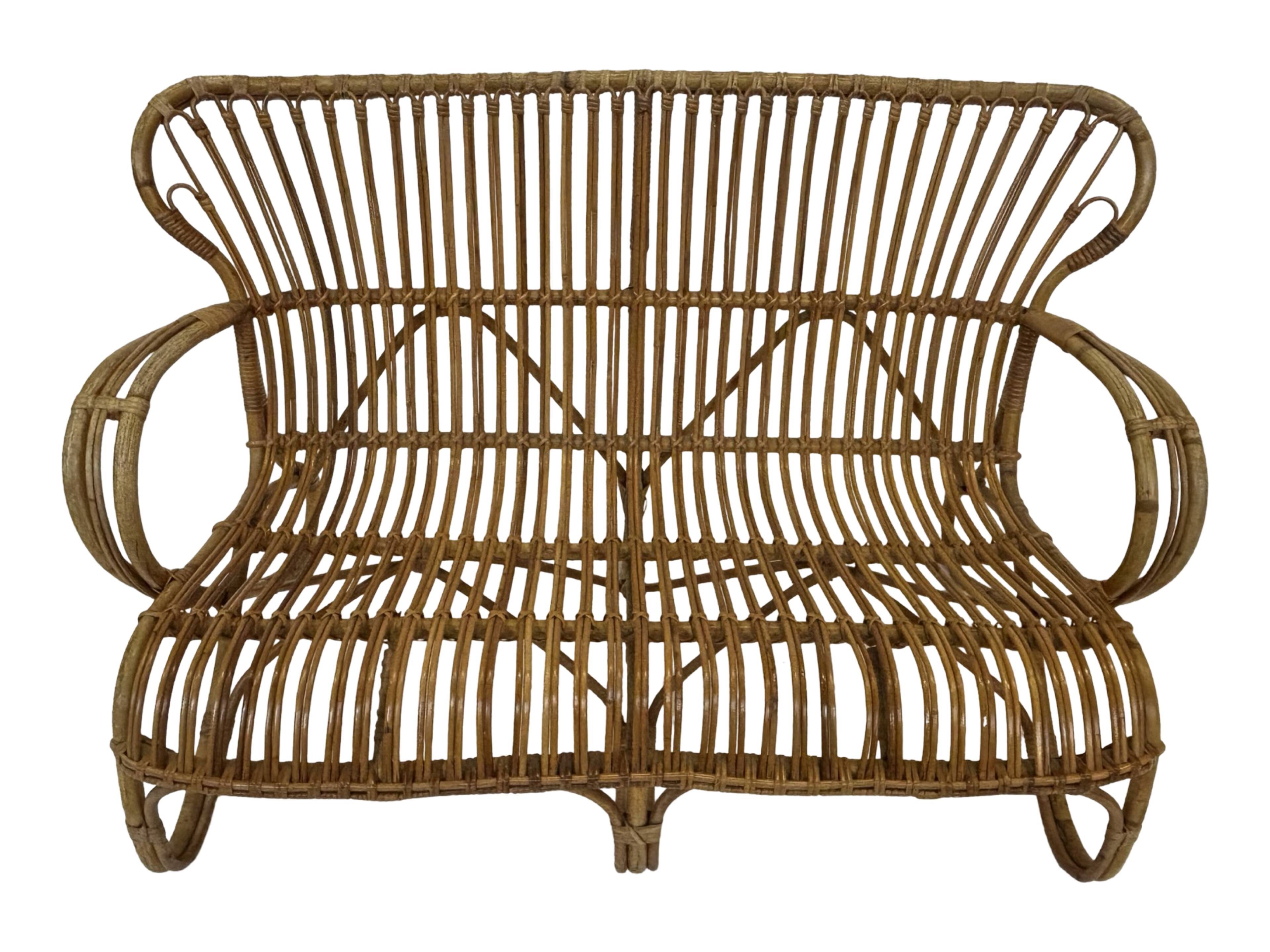 Vintage Rattan Sofa Belse 8 Design 1960s Rohe Noordwolde