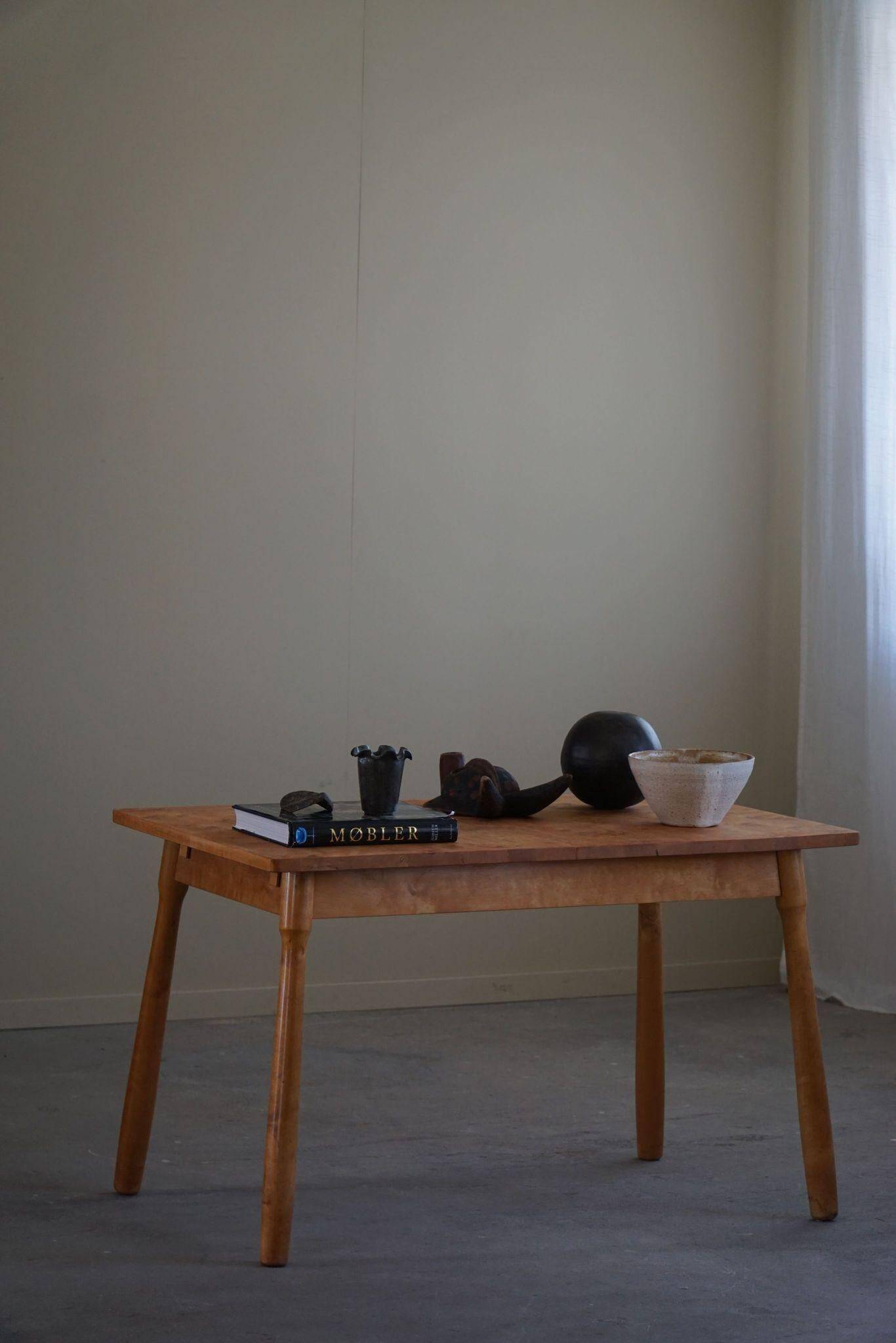 Modern Danish birch desk/dining table attributed to Philip Arctander, 1940s.