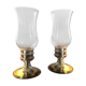 Pair of glass photophore and silver metal foot