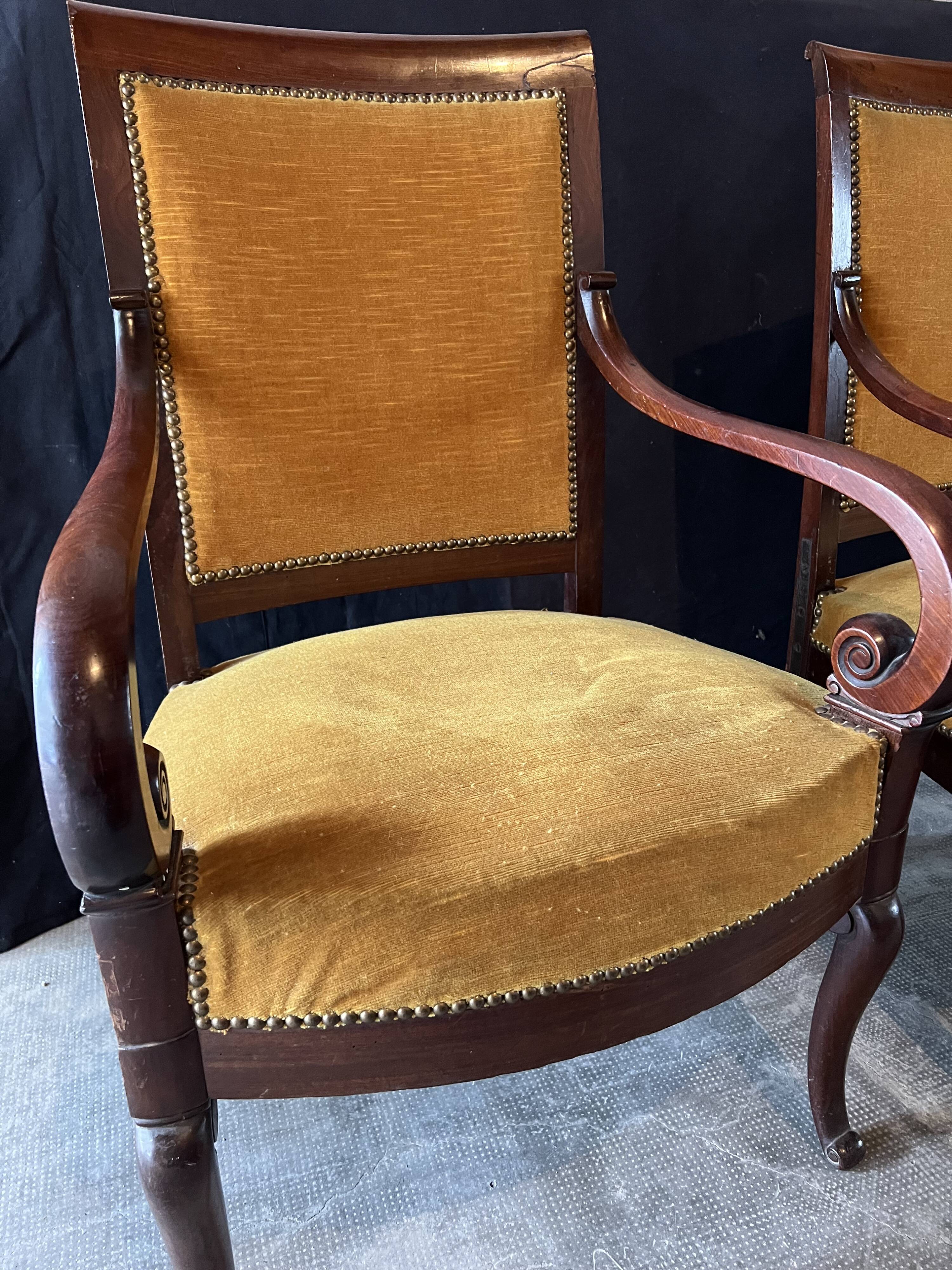 Pair of empire armchairs