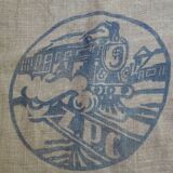 Burlap bag, train décor for the company ZPC
