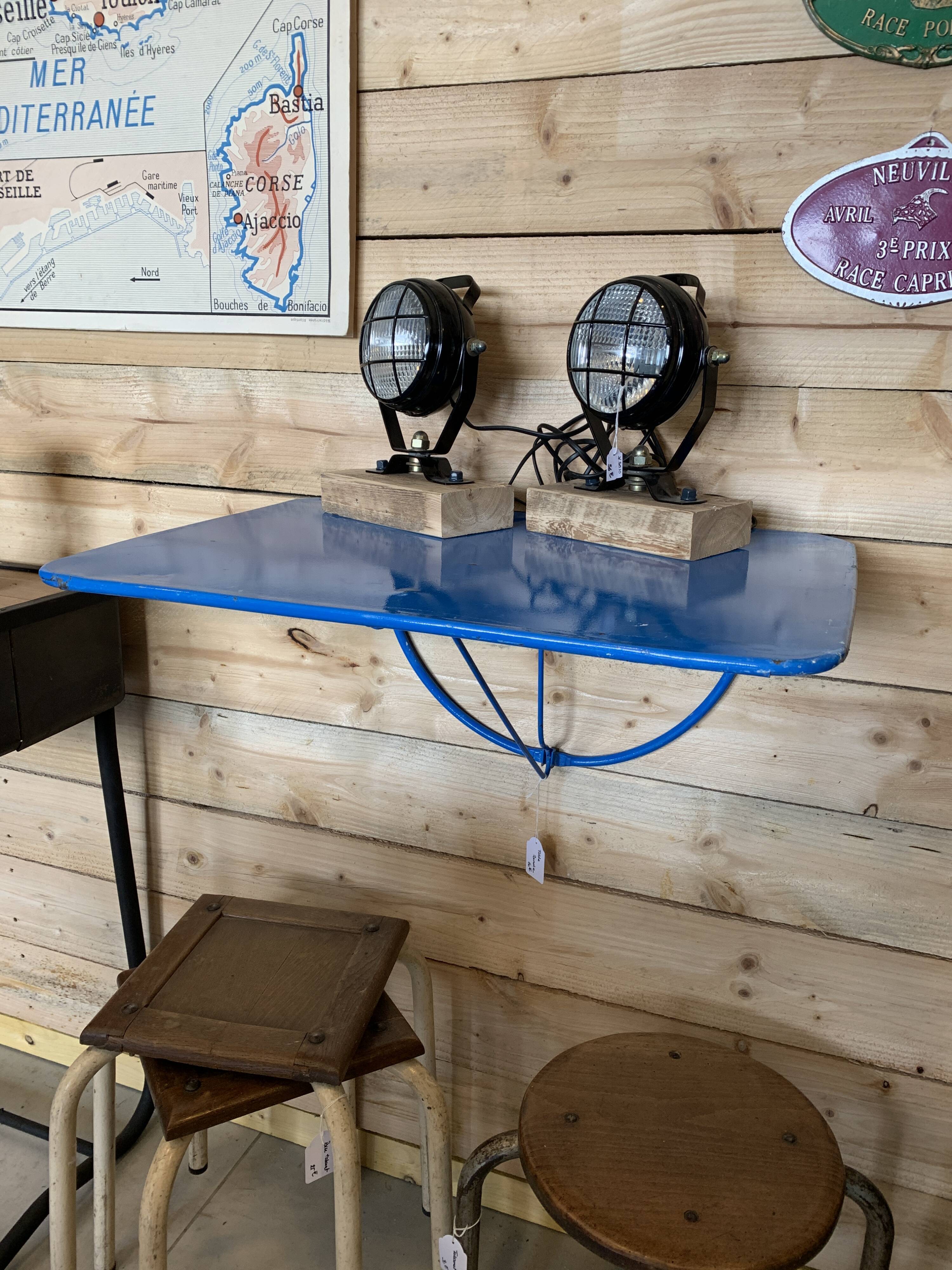 Folding iron wall table