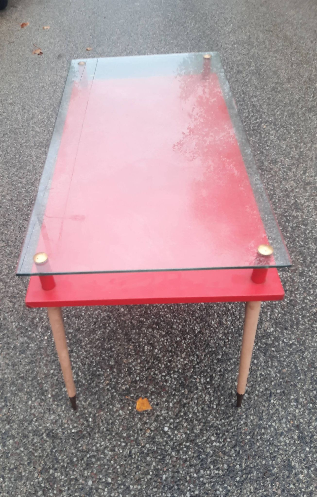 Vintage desk table with tapered legs