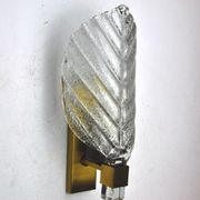 Applique feuille givrée, verre de murano, italie, 1970