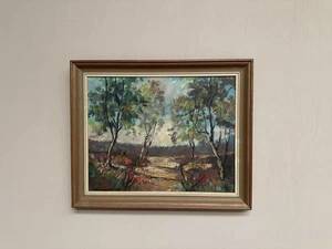 Mid-Century Oil on canvas “Trees” by Lars S 58, Vintage & Framed 57×47cm
