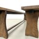 Pair of solid oak benches, winged legs, France, 1970s