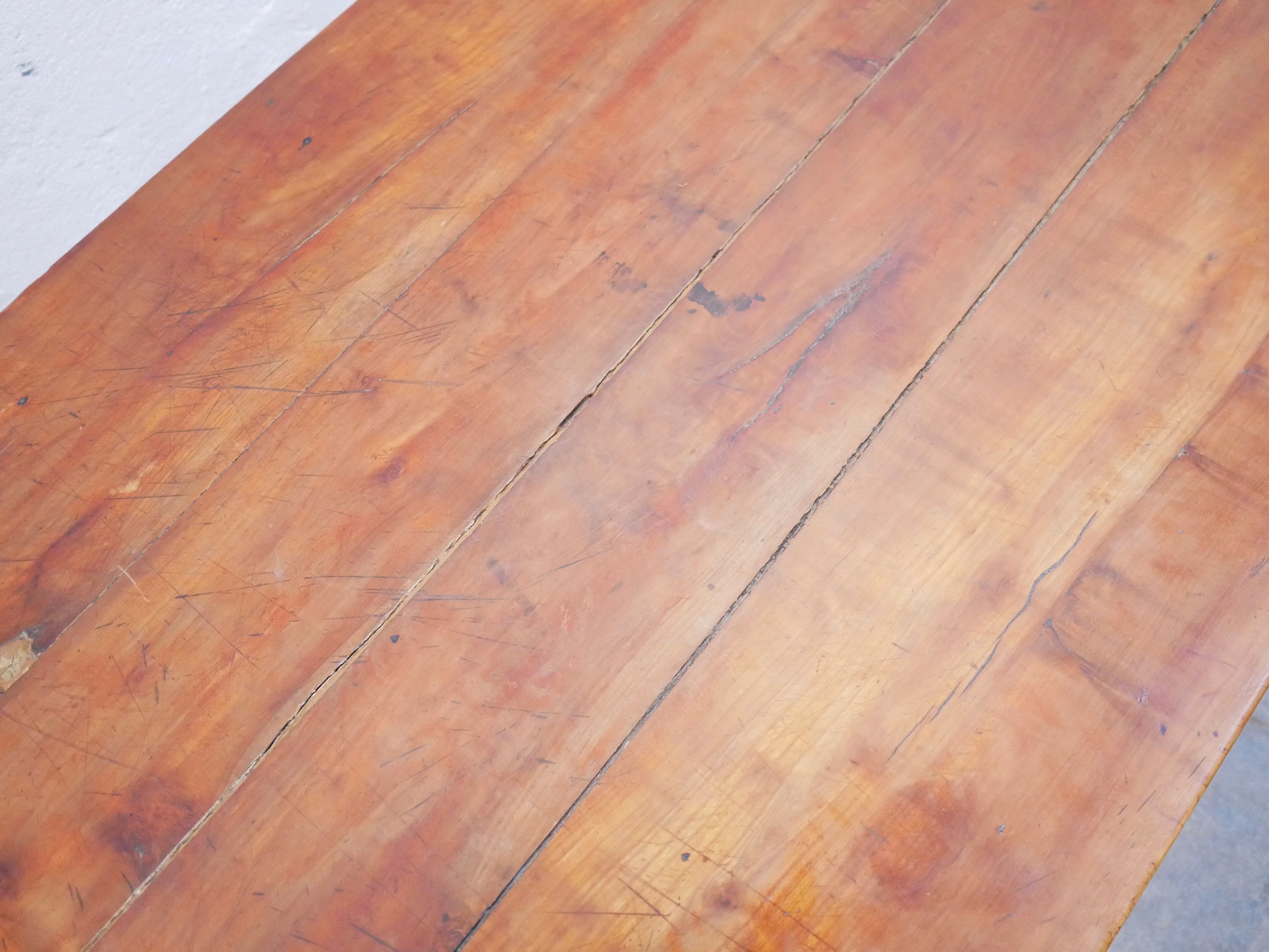 Vintage wooden farmhouse dining table