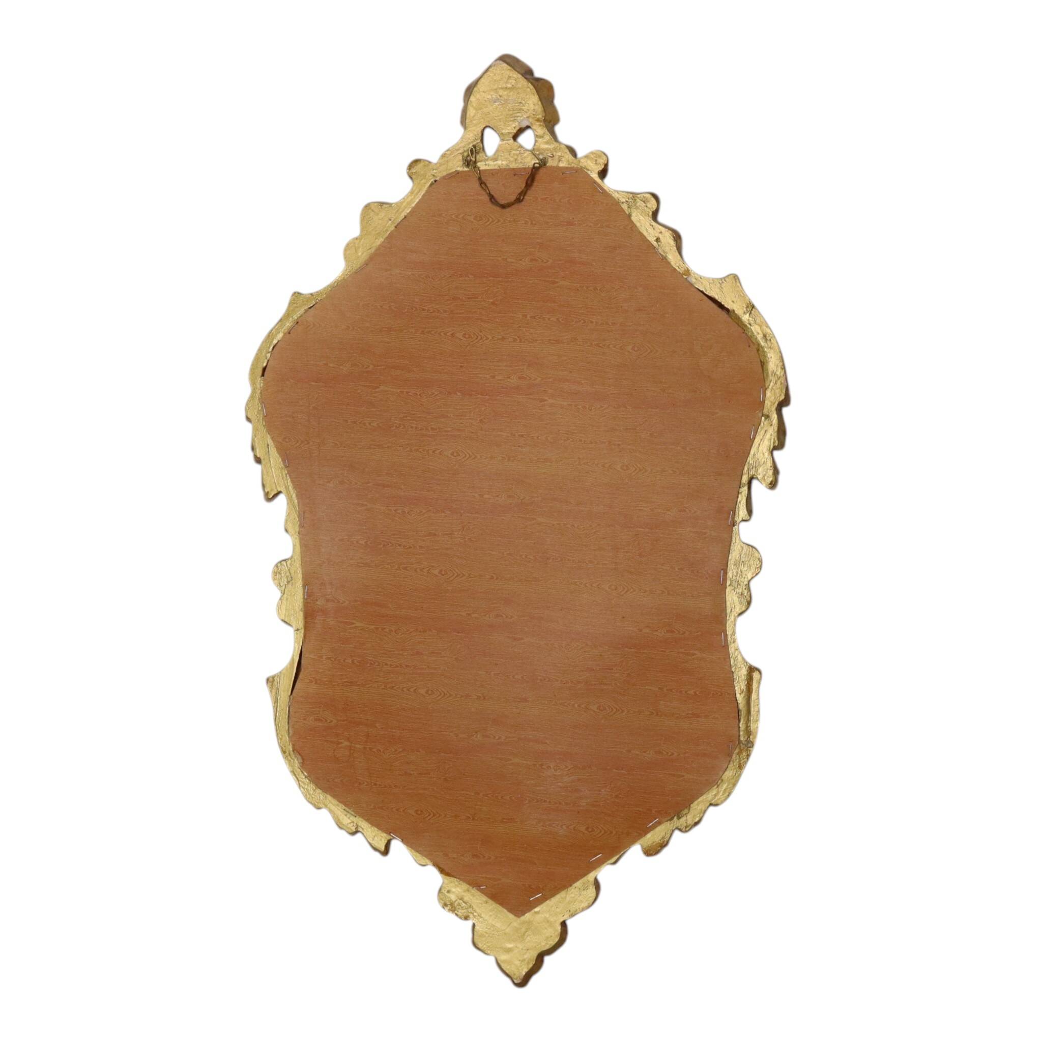 Classic Gold Crested Mirror, French Baroque Style, 74 cm
