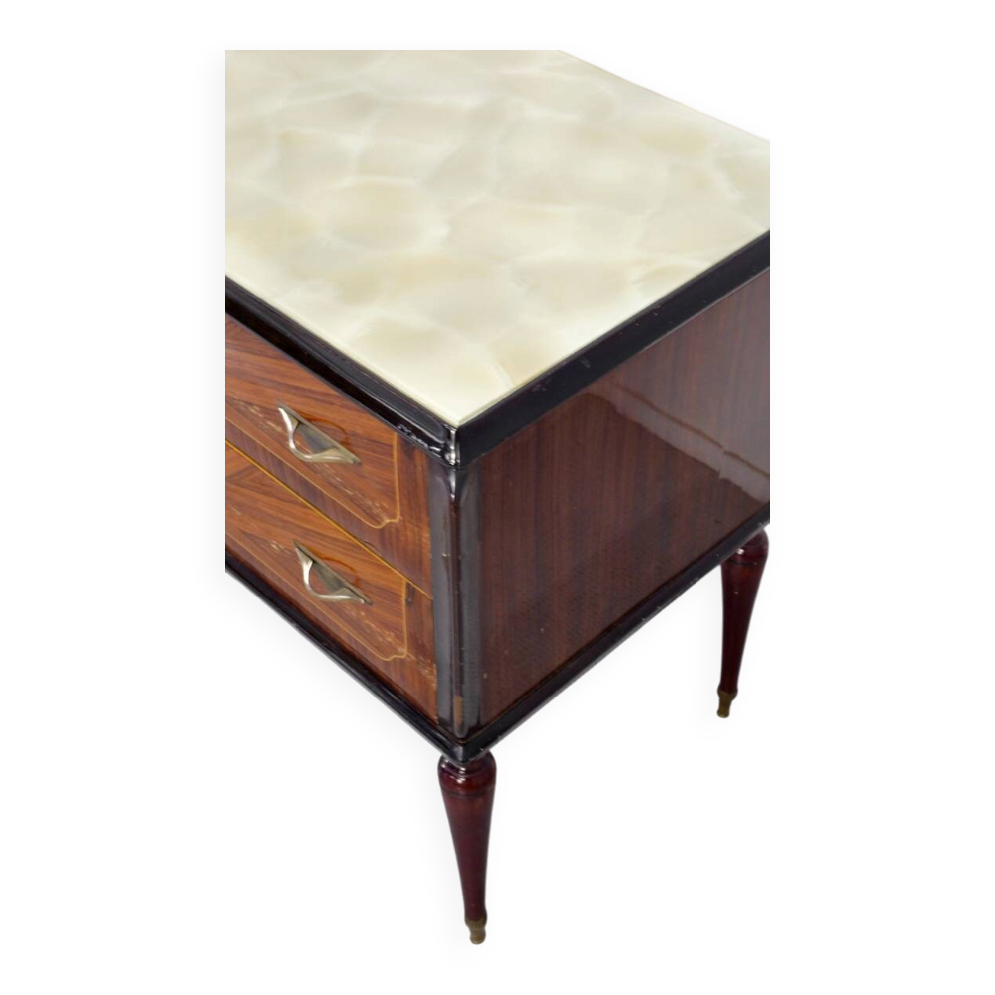 Midcentury Italian Sideboard / Dresser In Walnut And Brass. Vintage Modern