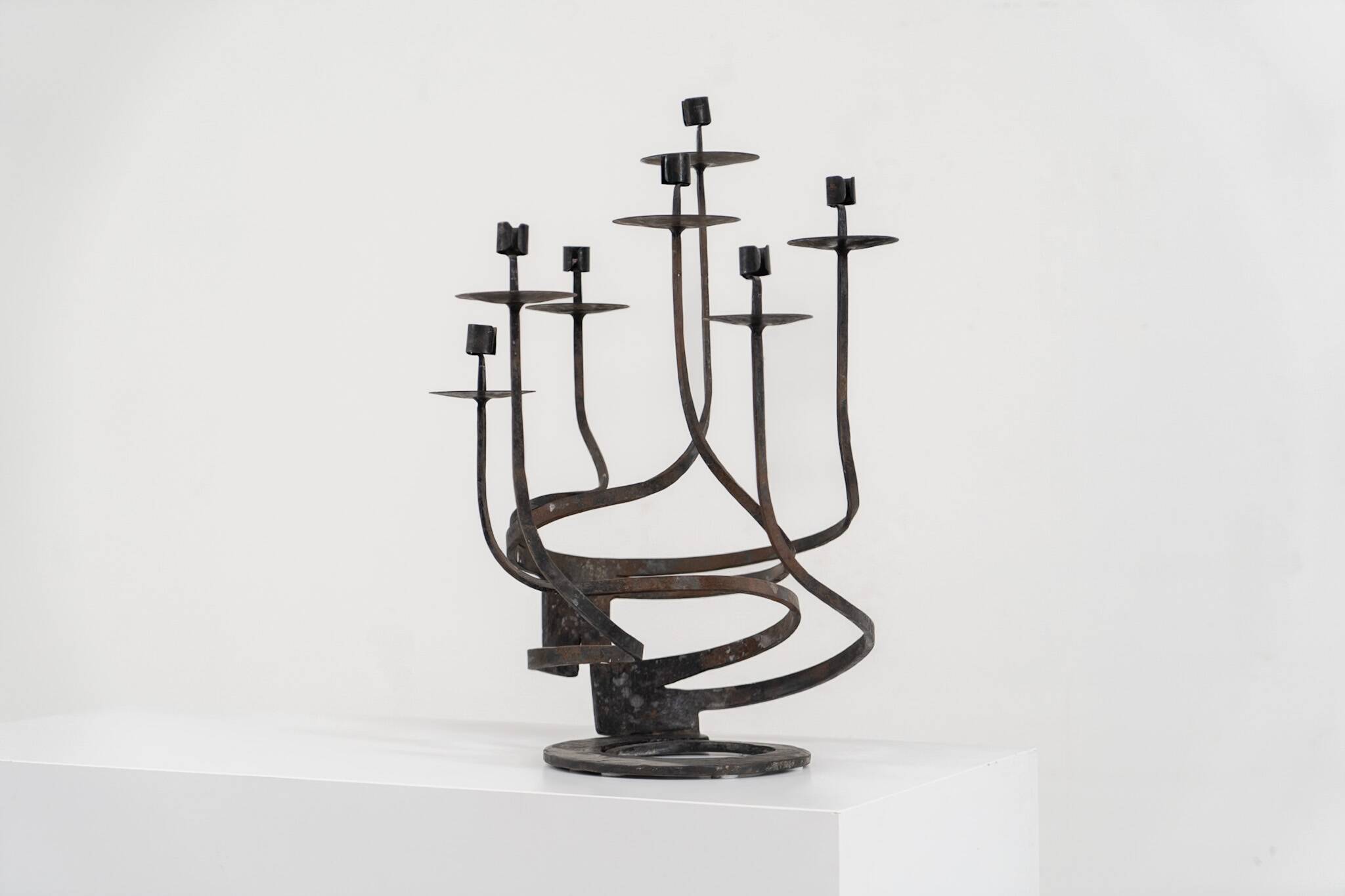 Brutalist candelabra in the manner of Jean Touret