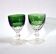 Set of 2 green cut crystal Rhine wine glasses, double H10.8cm.
