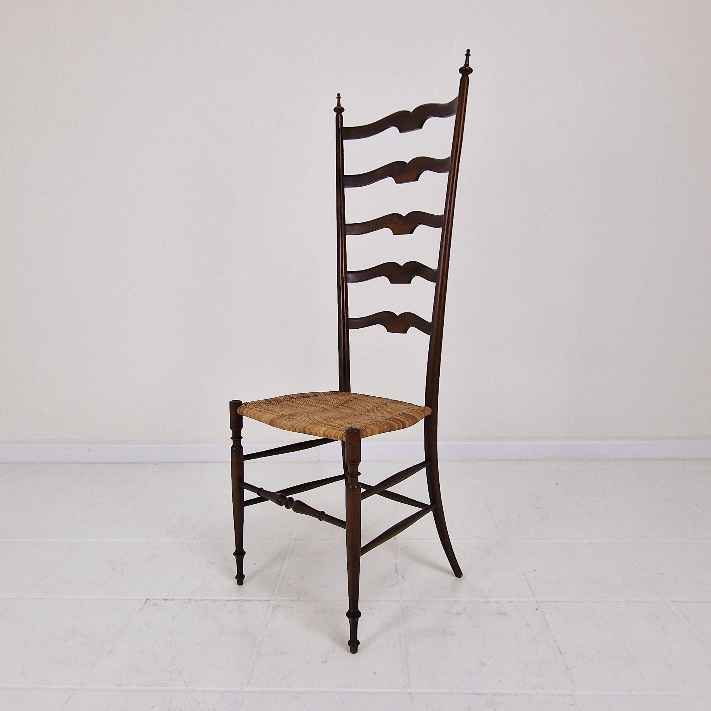 Mid Century High Back Chiavari Ladder Chair, Italy 1950's