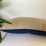 Double-sided beige navy blue cushion