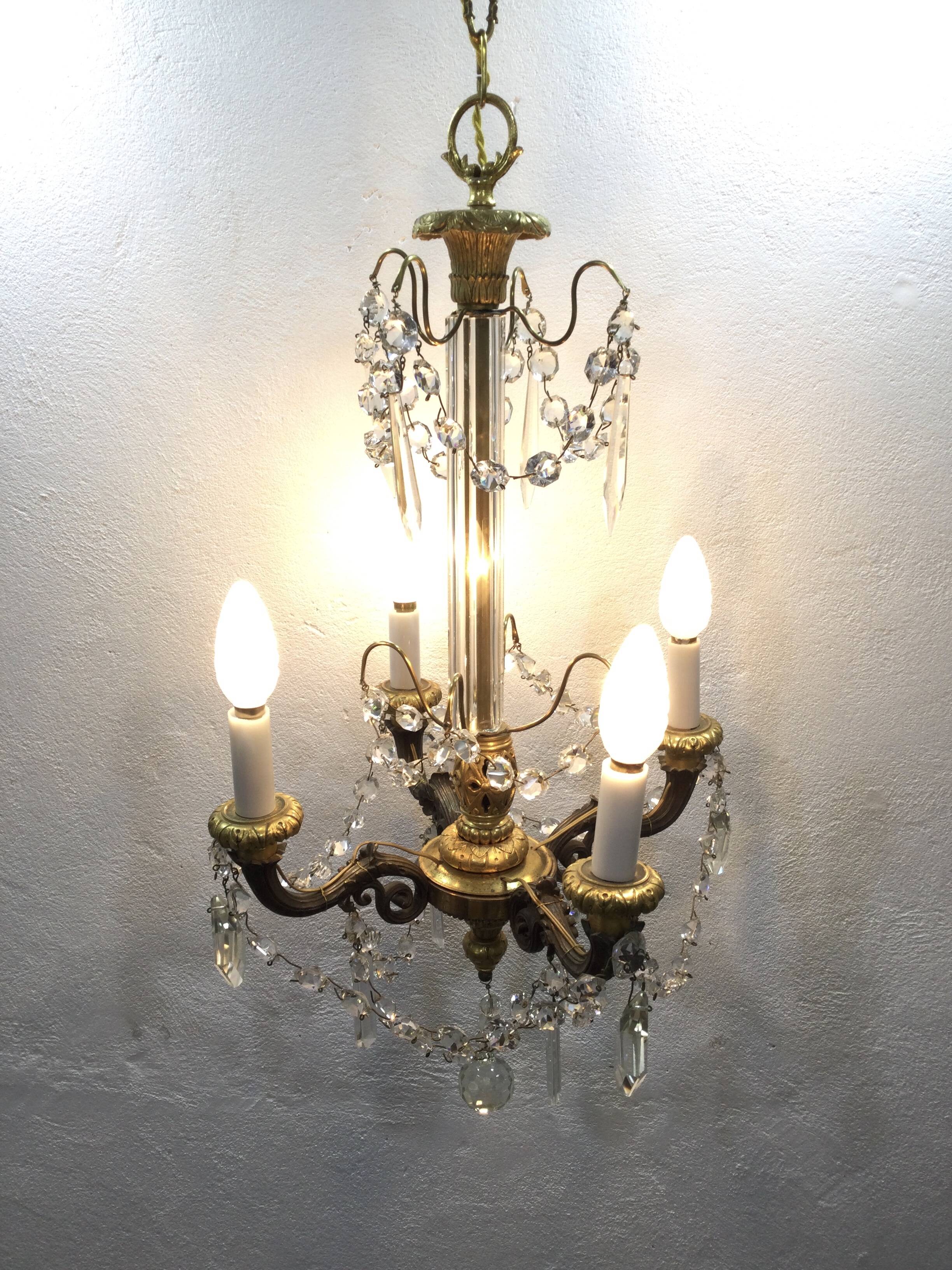 4-light bronze Napoleon III chandelier
