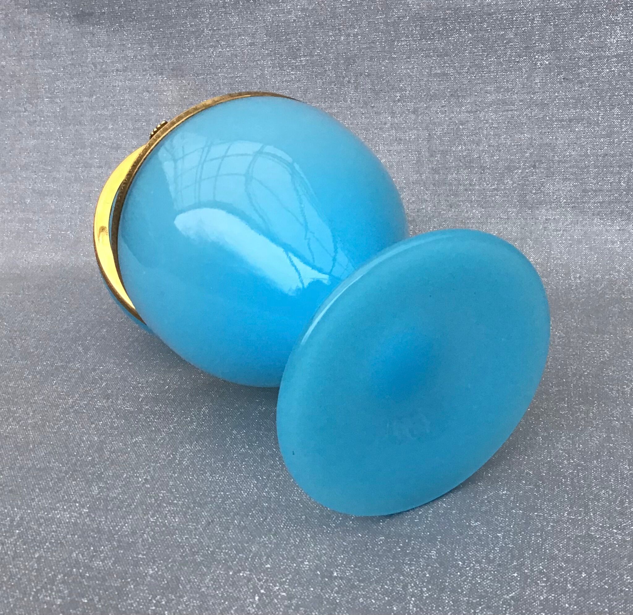 Blue Florentine opaline box gilded metal frame