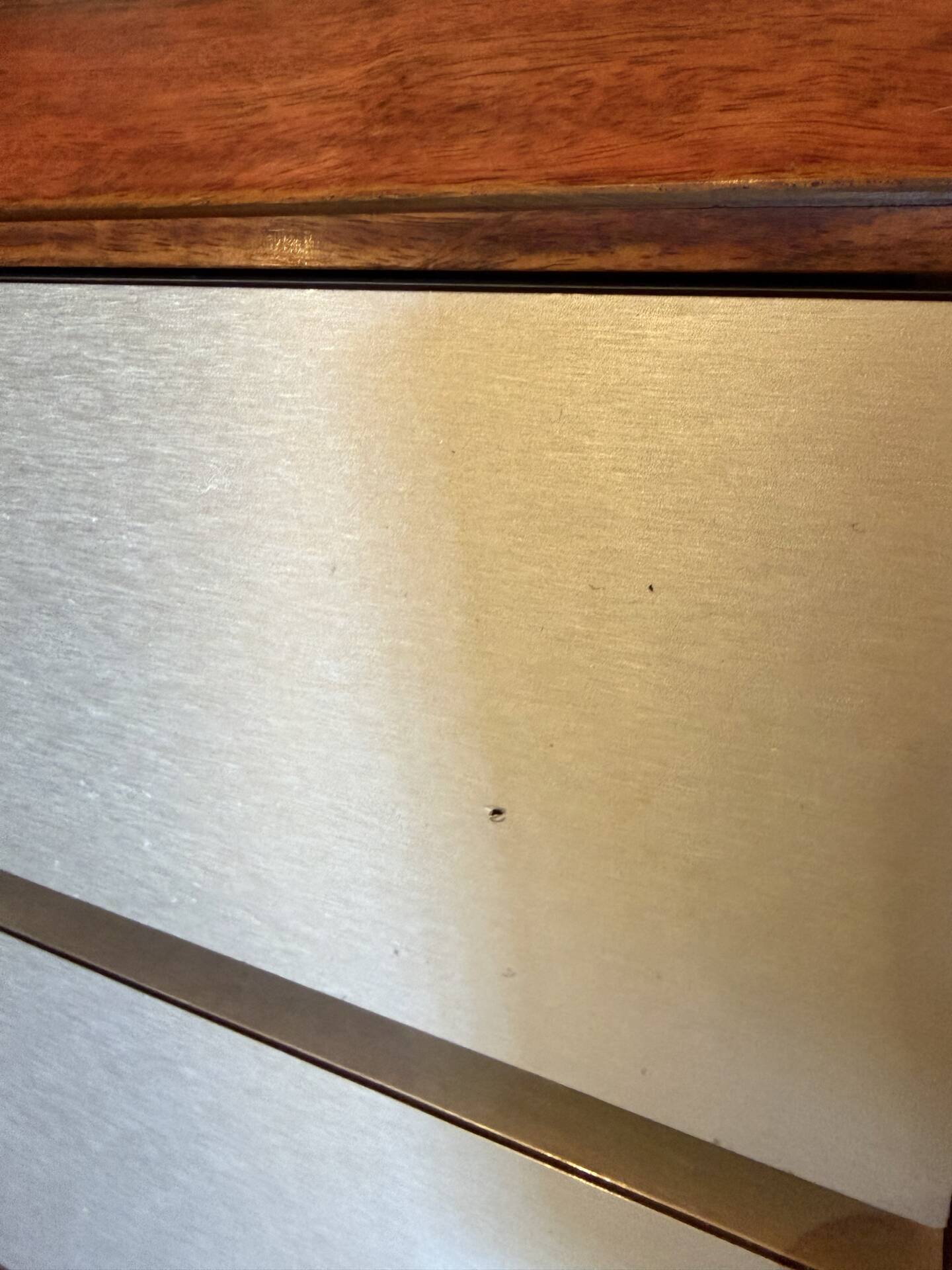 Pair of vintage rosewood and brushed aluminium chests of drawers