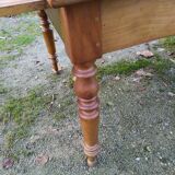 Cherry farm table, turned legs, 2 extensions