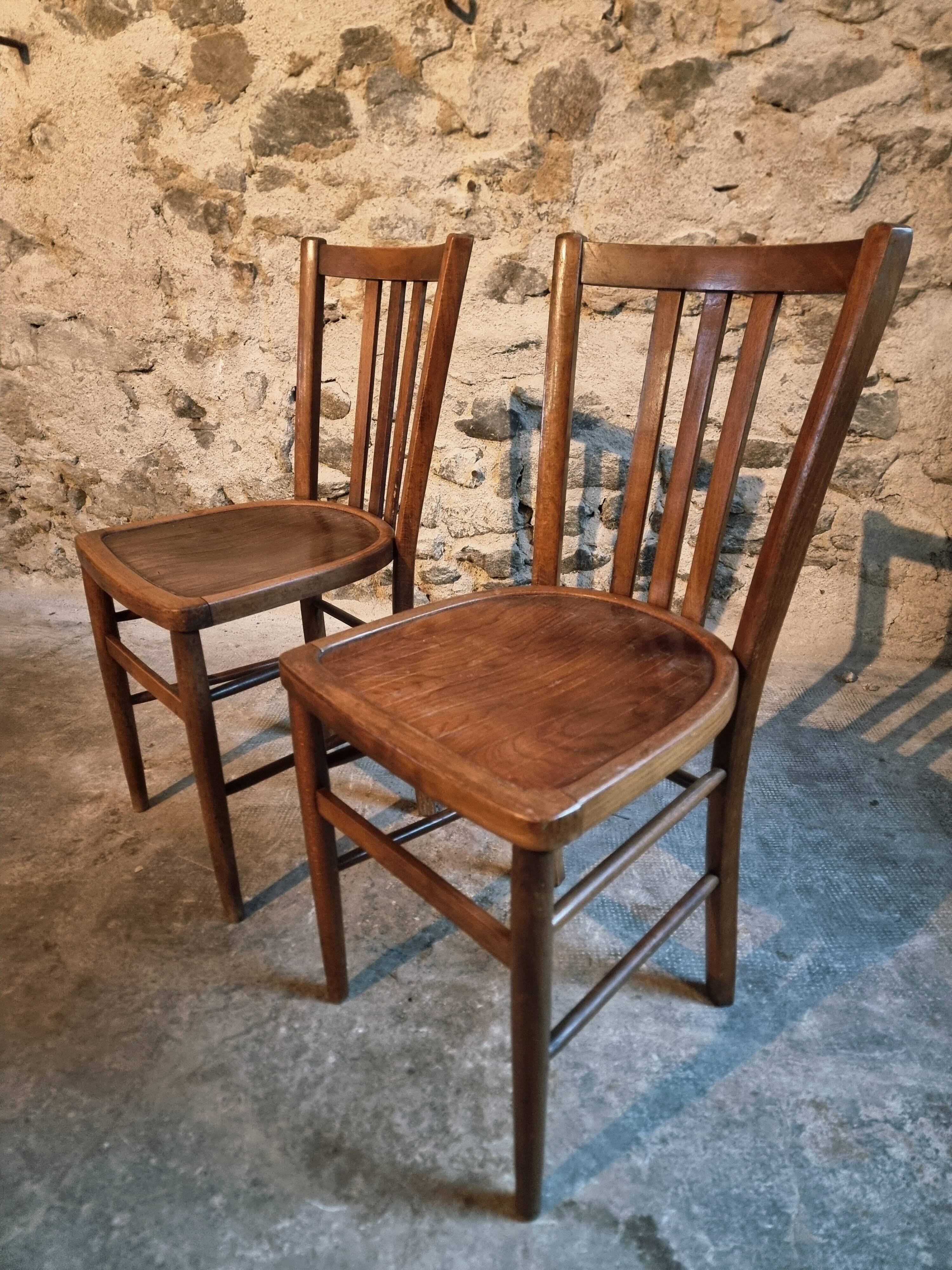 Pair of Luterma beechwood bistro chairs, early 20th century – Made in Estonia