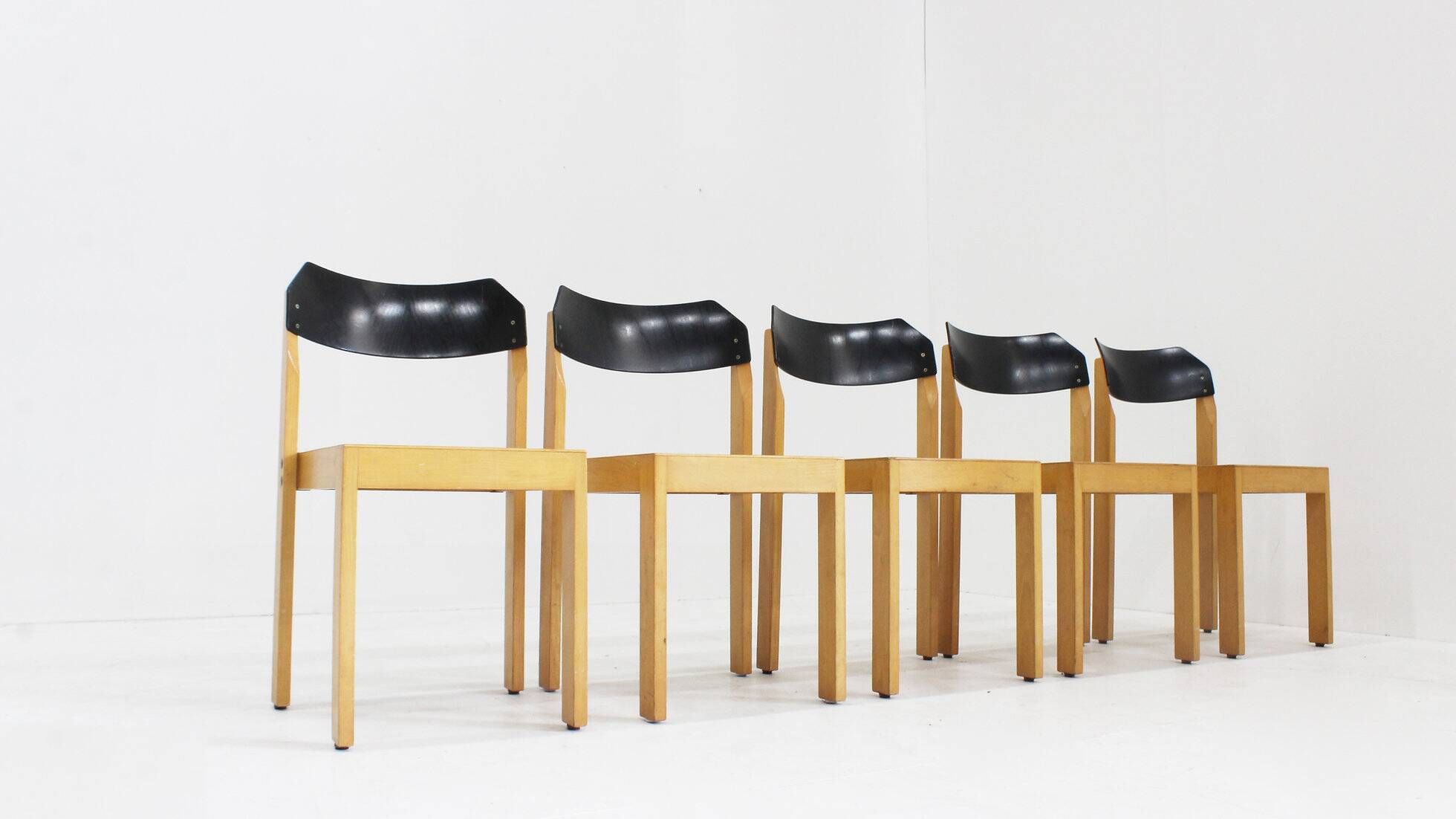 Vintage stackable mid century dining chairs set of 5