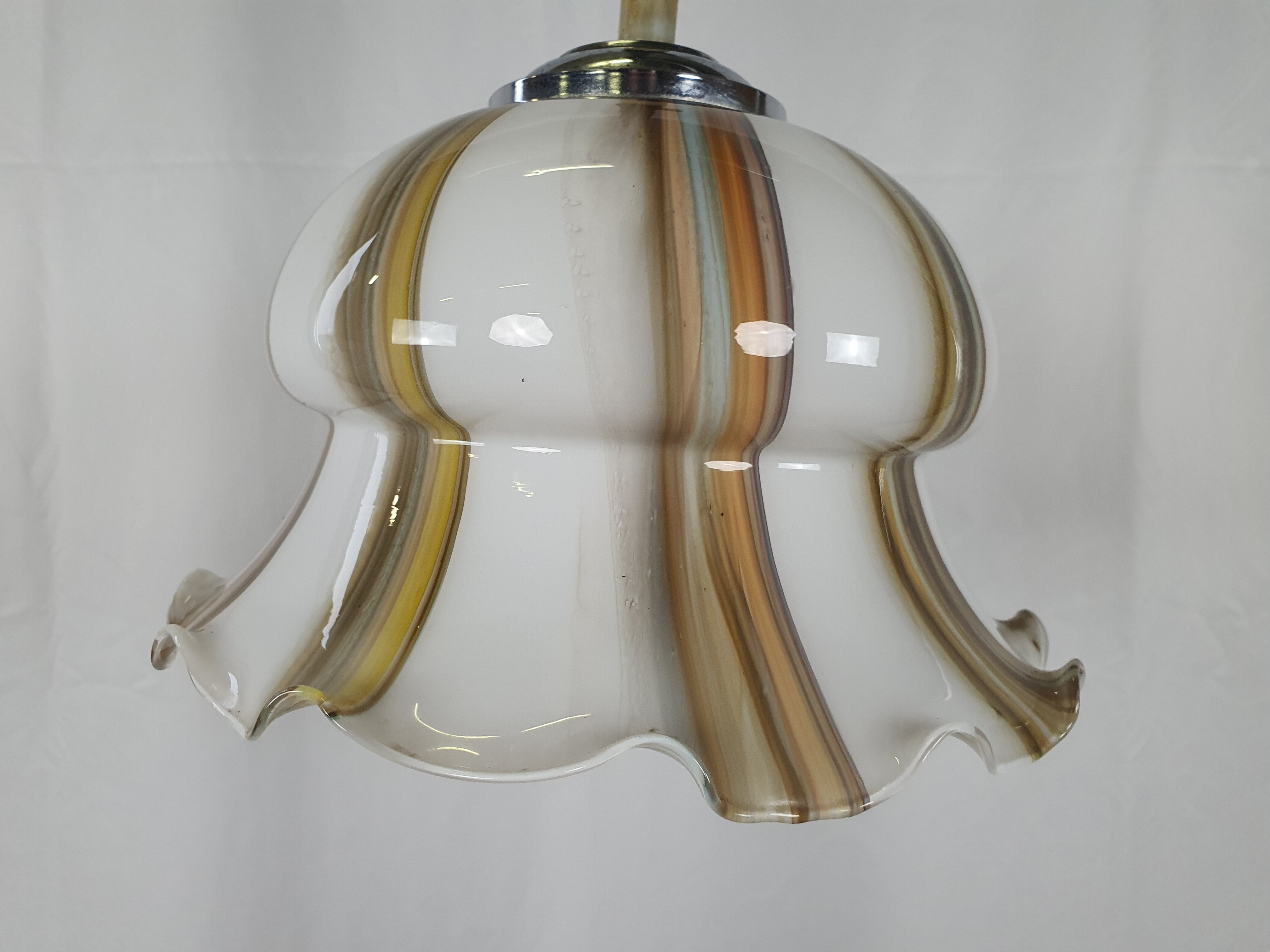 Chandelier in white and multicolored Murano glass