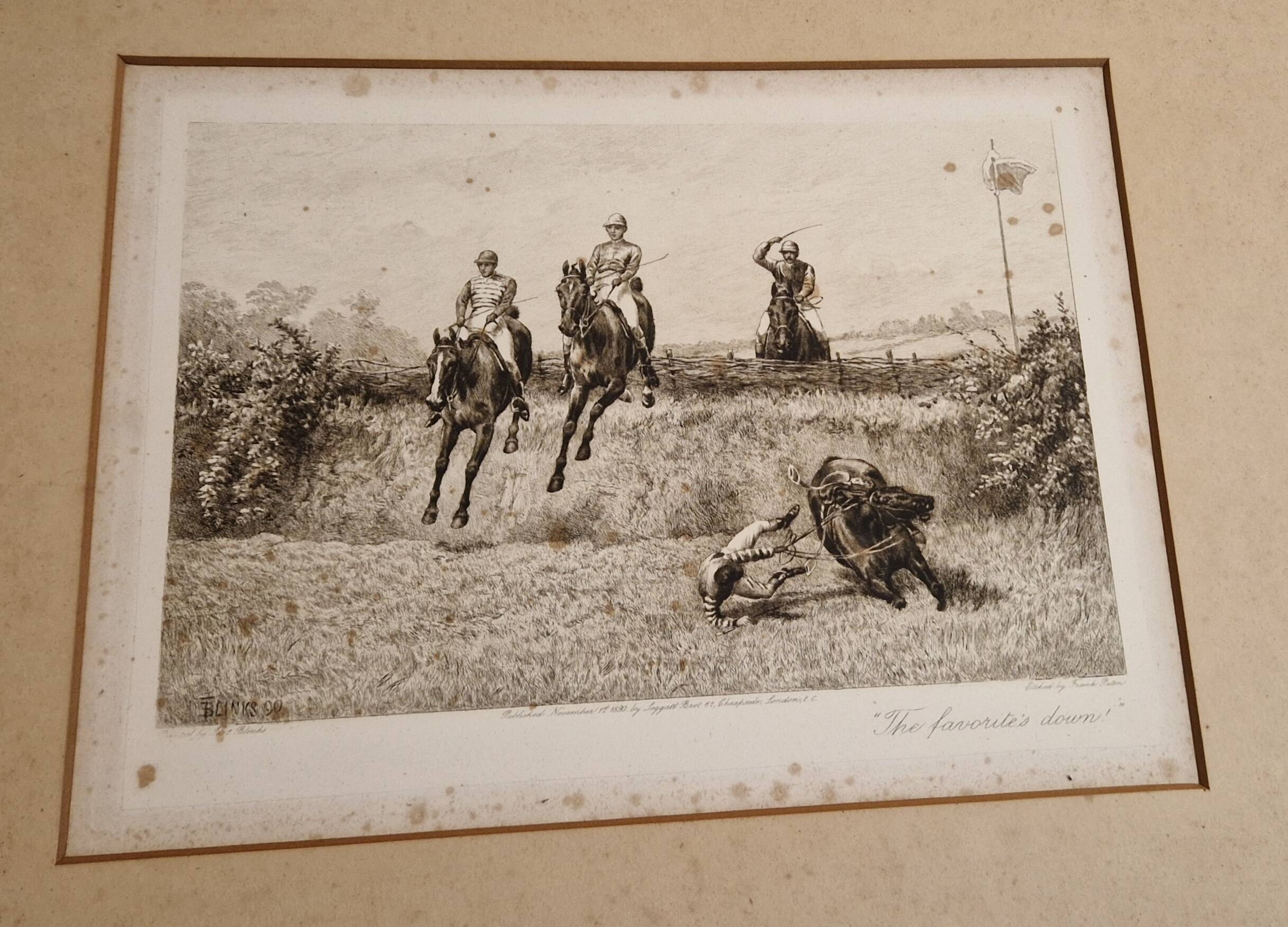 1890 Engraving Frank Paton, The Favorite's Bottom, Horse Racing