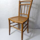 vintage wooden bistro chair with caning