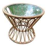 Table basse en rotin et plateau en verre