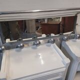 Aluminum wall coat rack with pivoting mirror from the 60s