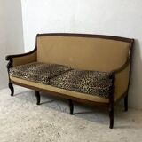Louis Philippe bench in Leopard fabric