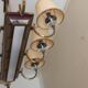 Vintage chandelier in gilded brass, chromed metal and plexiglass from the 1950s
