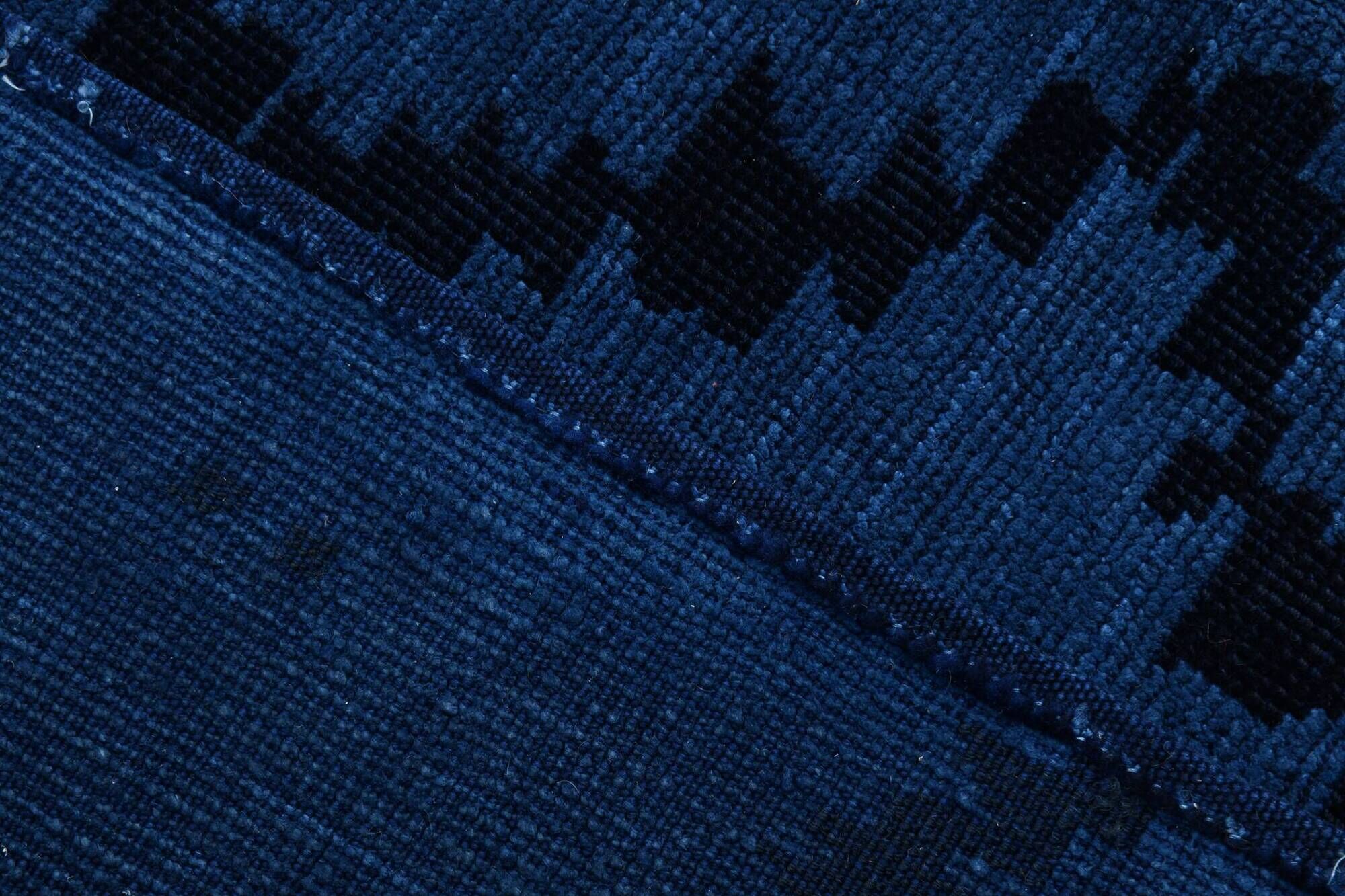 7x10 Midnight Blue Anatolian Wool Vintage Carpet, 204x296 Cm