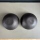 Pair of black lacquered metal catchall bowls