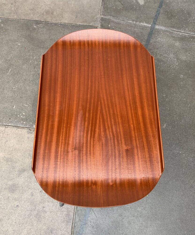 Folding table in teak with Norwegian alminette from the mid-century by F.M. Produkt, Frederiksberg Metalvarefabrik, 1960s.