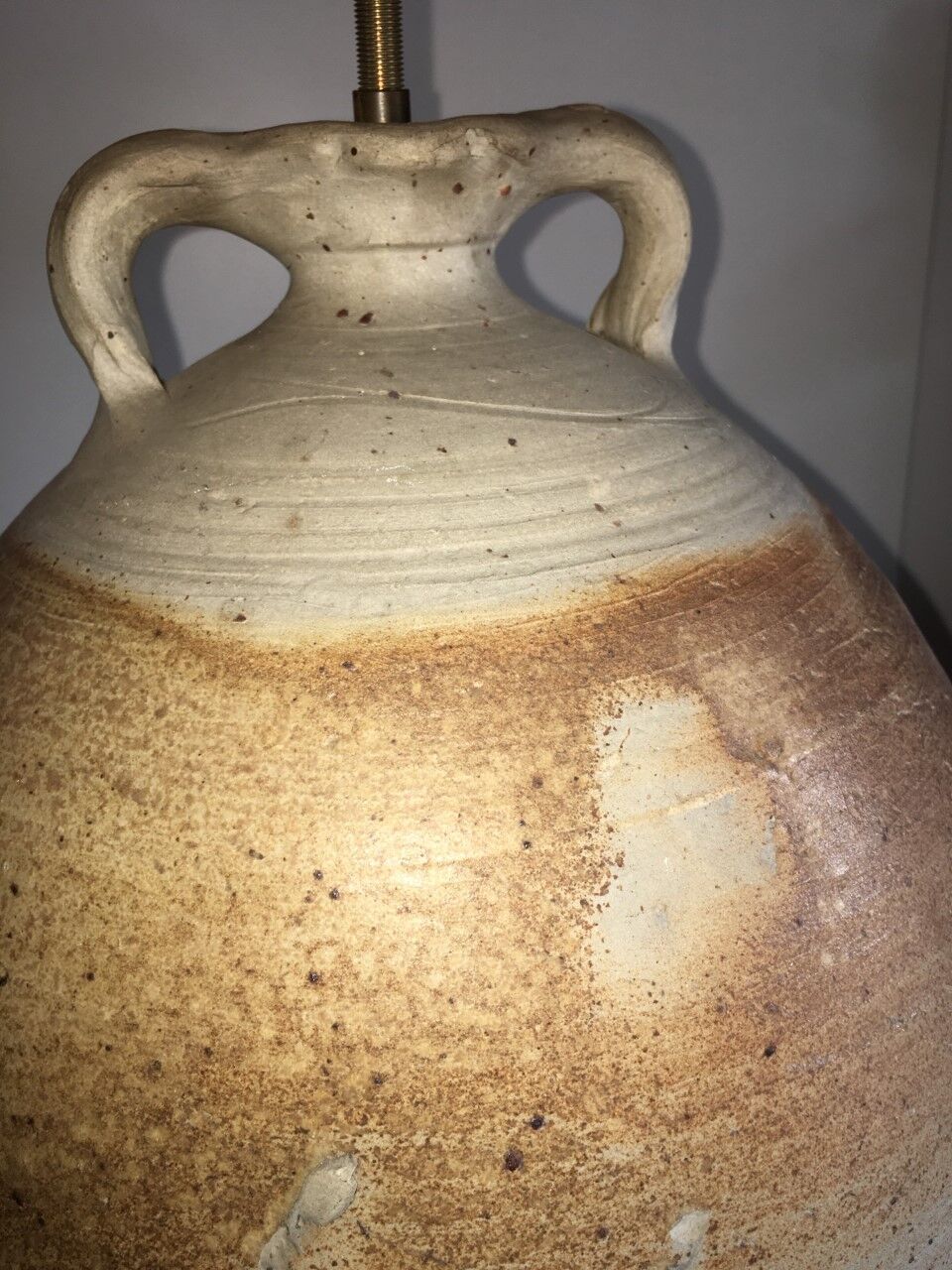 Antique pottery lamp foot