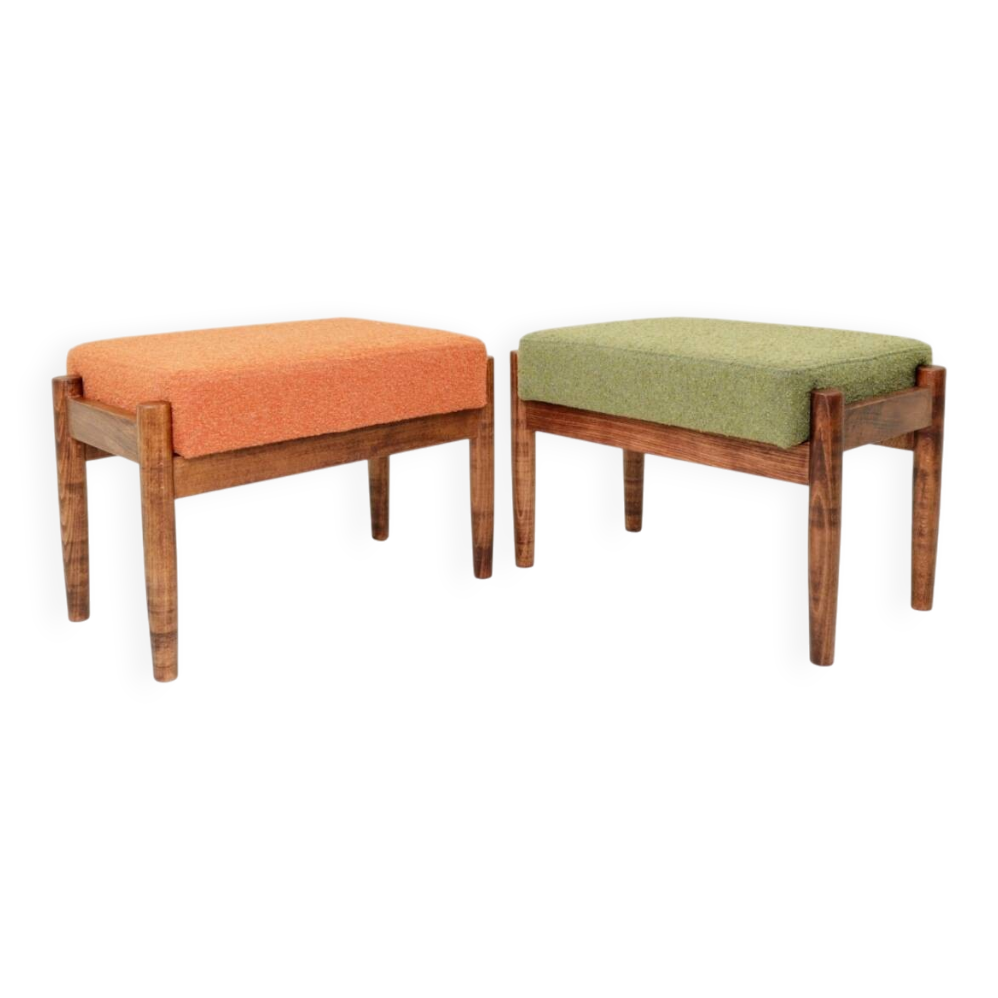 Scandinavian orange/green stool set of 2