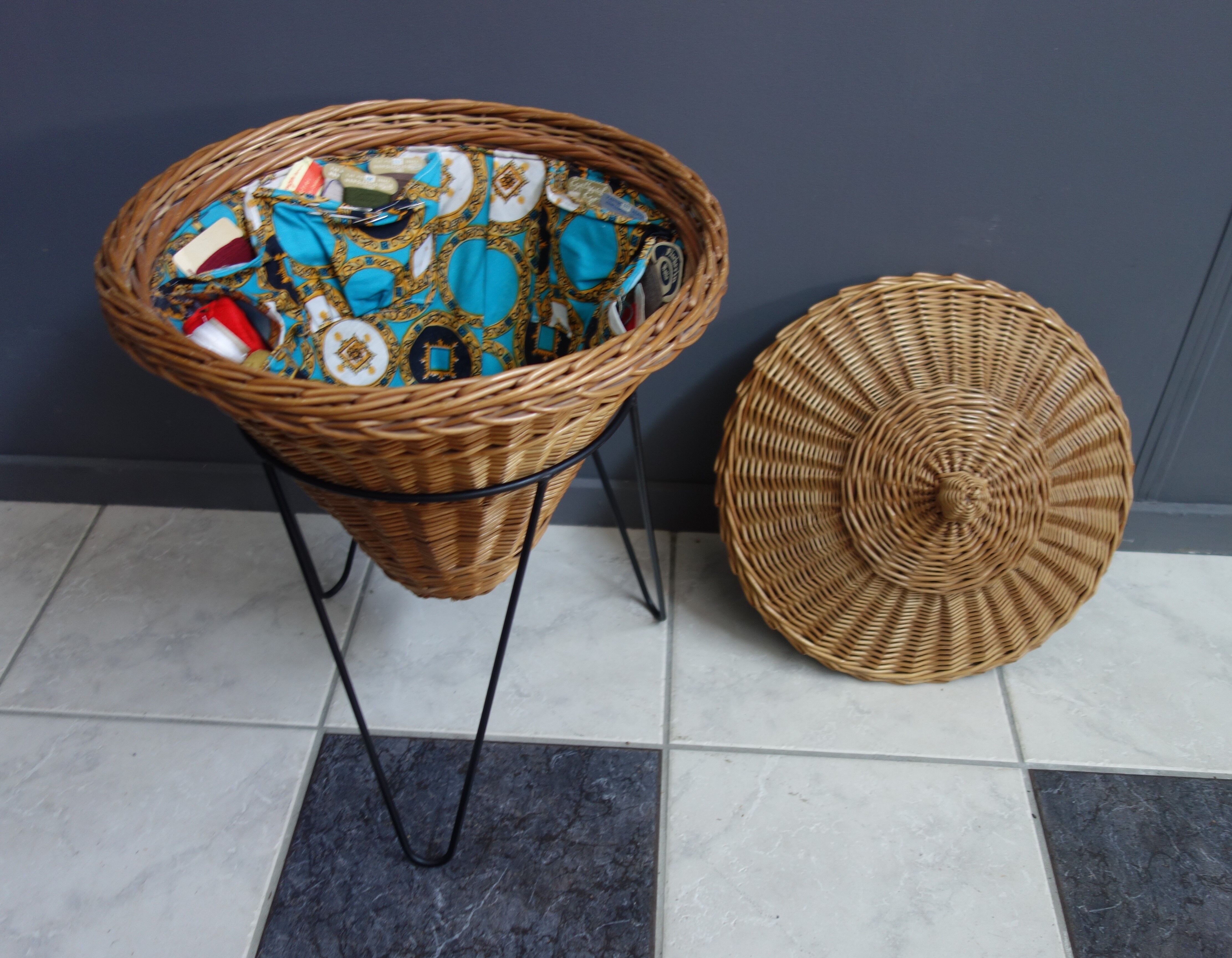 Rattan sewing basket 1950