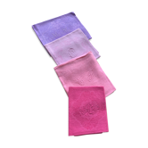 Set of 4 old towels in linen and damask cotton, monogram shades of roses