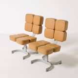 Unique brutalist chair, former Czechoslovakia, 1970s Large set available