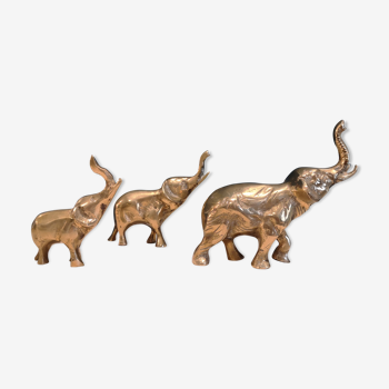 Trio of brass elephants