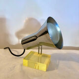 Articulated chrome and plexiglass casserole spotlight