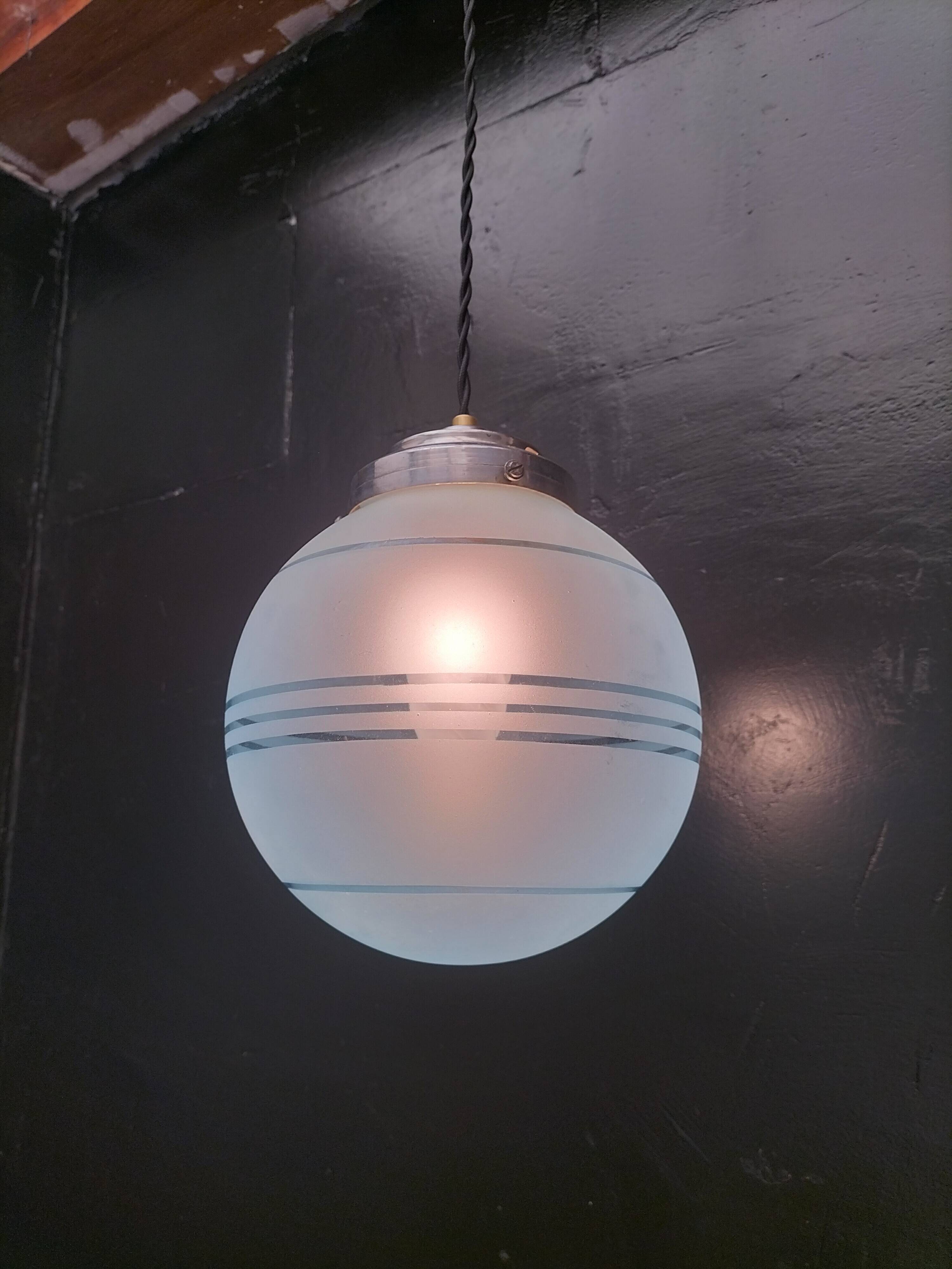 Blue glass ball pendant light