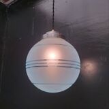 Suspension boule en verre bleuté
