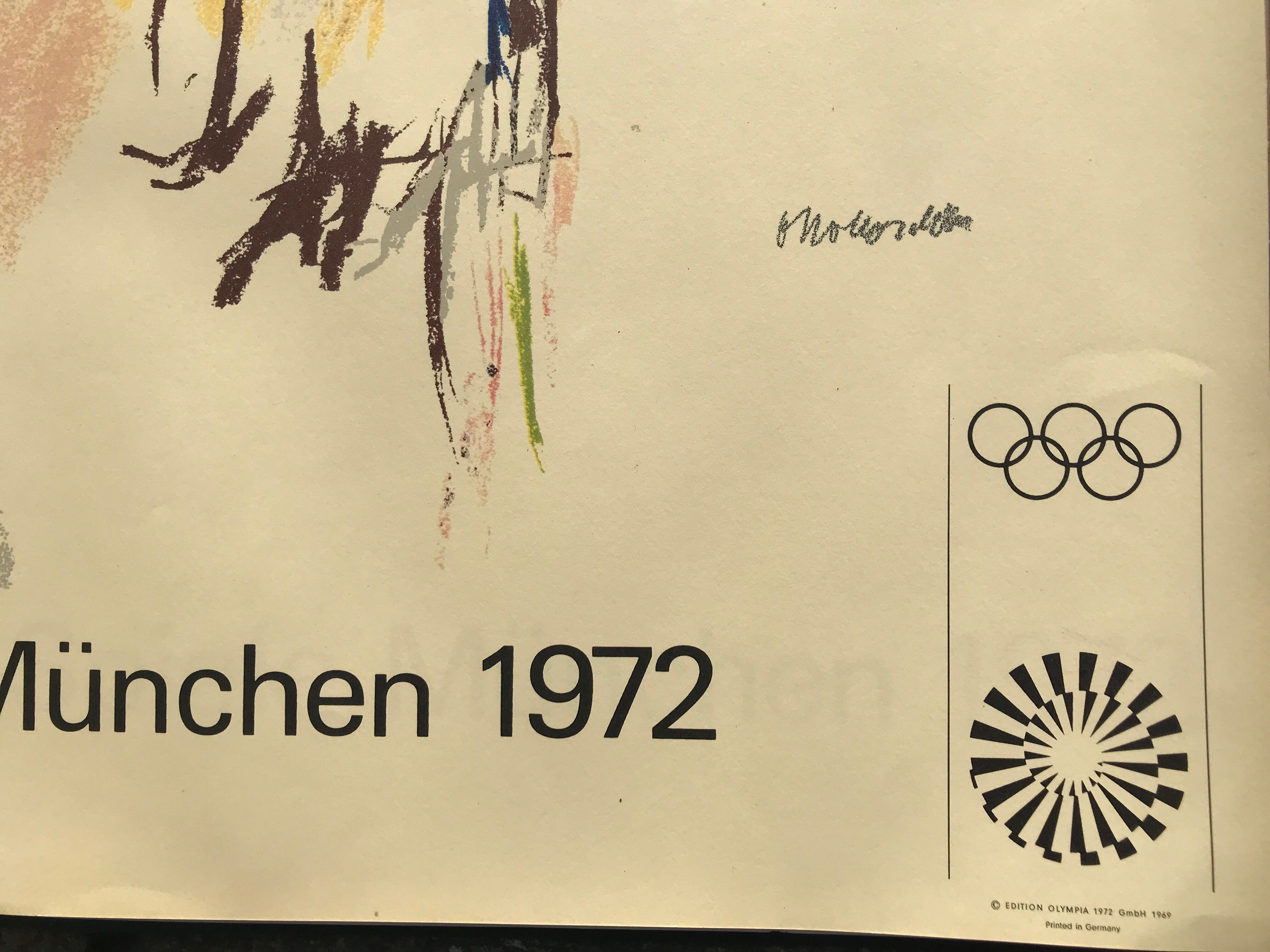 Kokoschka oskar (1886-1980) olympische spiele munchen, 1972. original poster