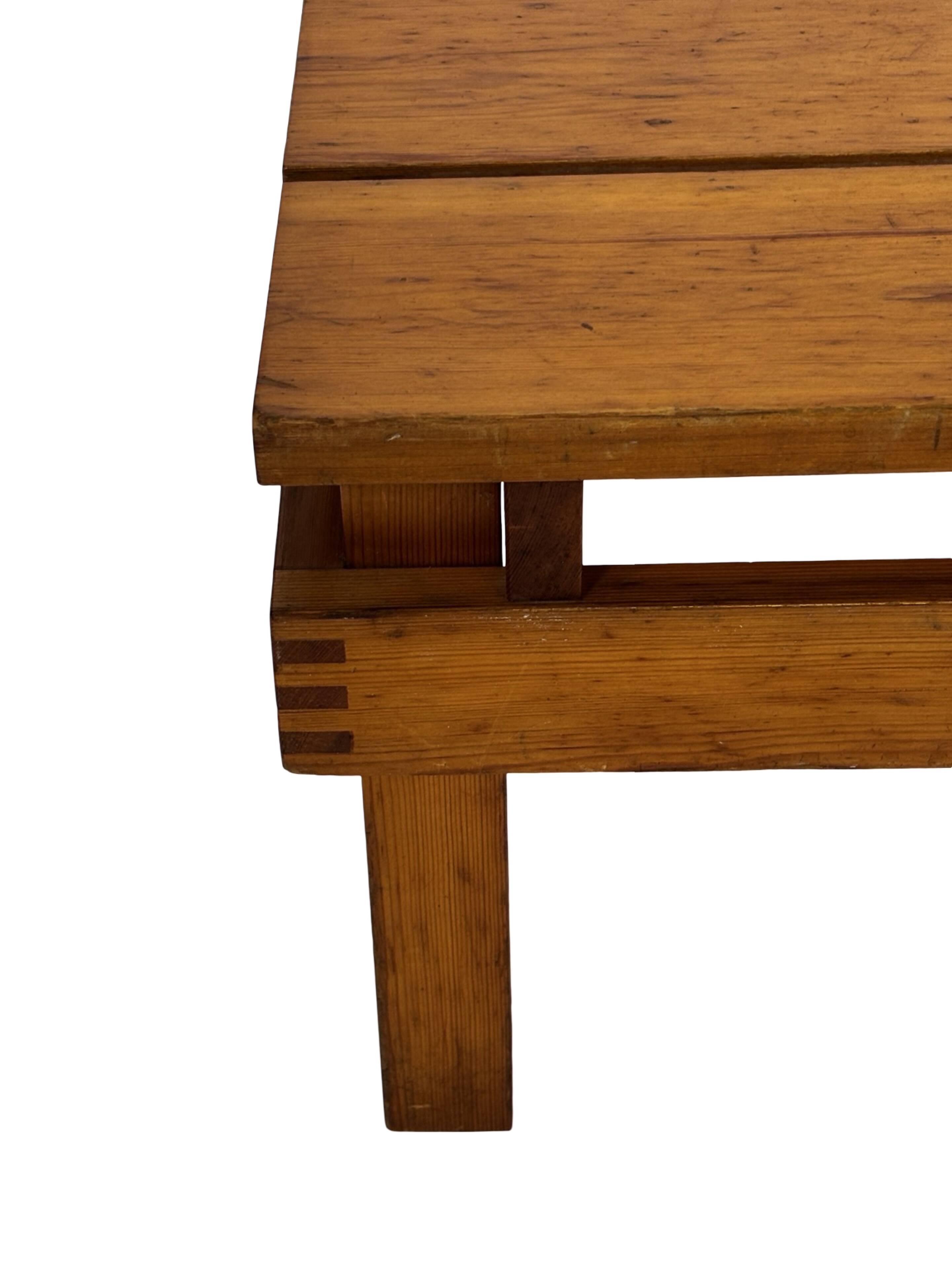 Vintage Pinewood Slatted Coffee Table Design 1970s