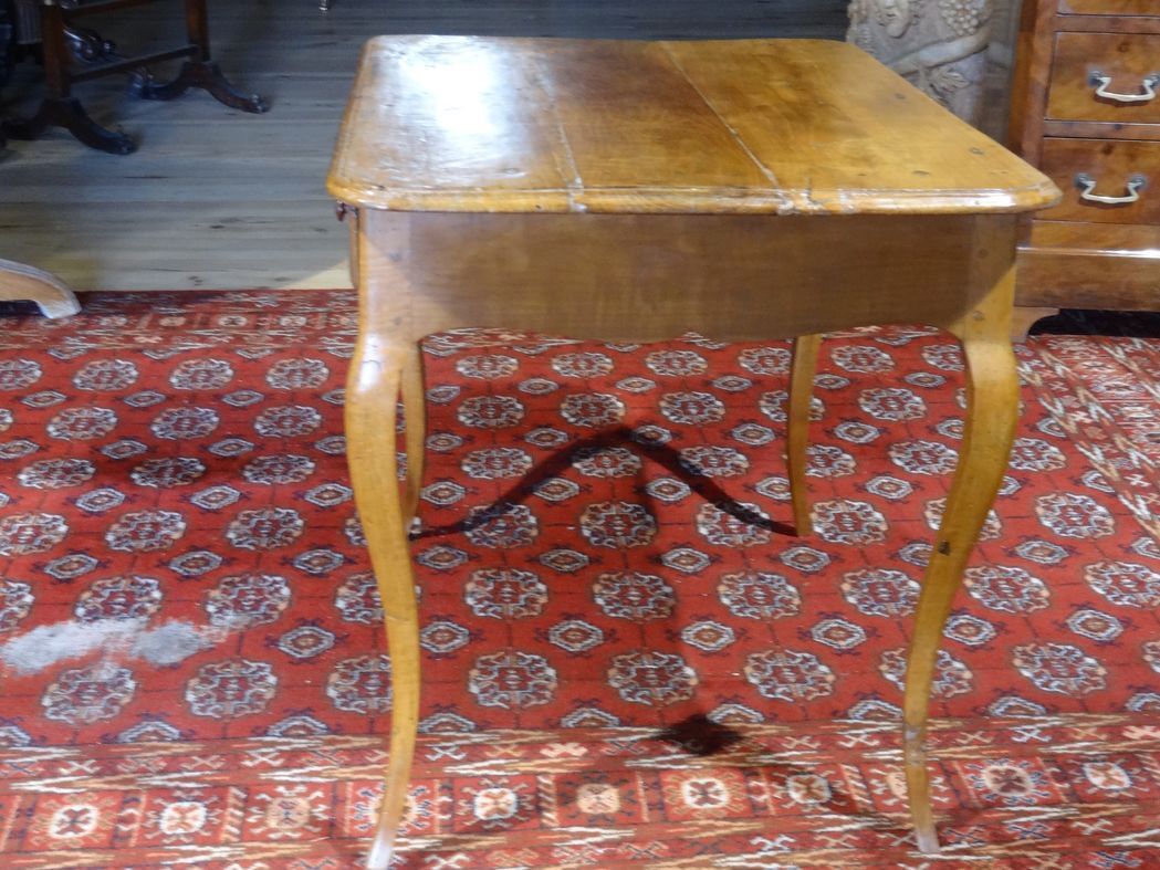 Cherry table, eighteenth century, Louis XV with two drawers