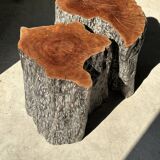 Pair of lychee stools forming a coffee table
