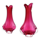 Set of 2 Organic Art Vases Josef Hospodka - Sommerso Fuchsia