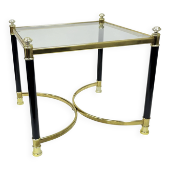 Hollywood Regency Side Table, Brass and Glass, 1970s, Maison Jansen Style