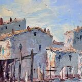 Oil painting on canvas of the port of Martigues.