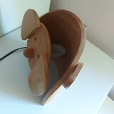 Vintage 80's wooden dog lamp, raison, france